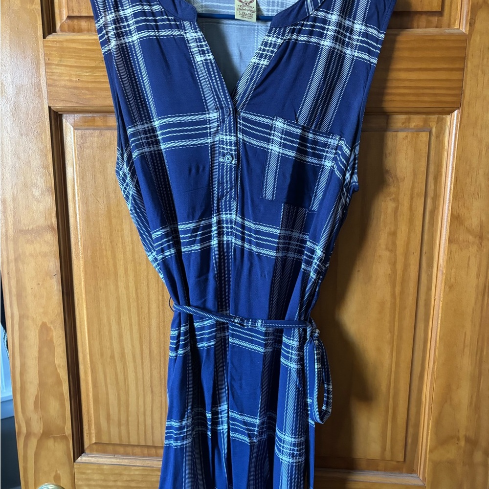 Blue Plaid Sleeveless Dress